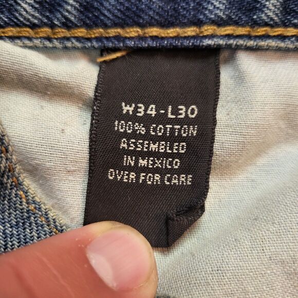 Structure Jeans Men's 33x28 Straight Leg Relaxed Loose Blue Denim Distressed - Picture 5 of 12